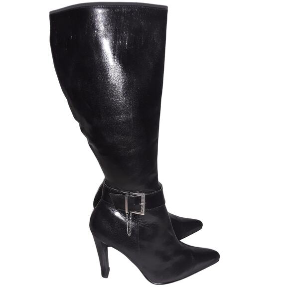 Colin Stuart Sz 6 Genuine Leather Boots With Silver Side Buckle - Picture 1 of 7